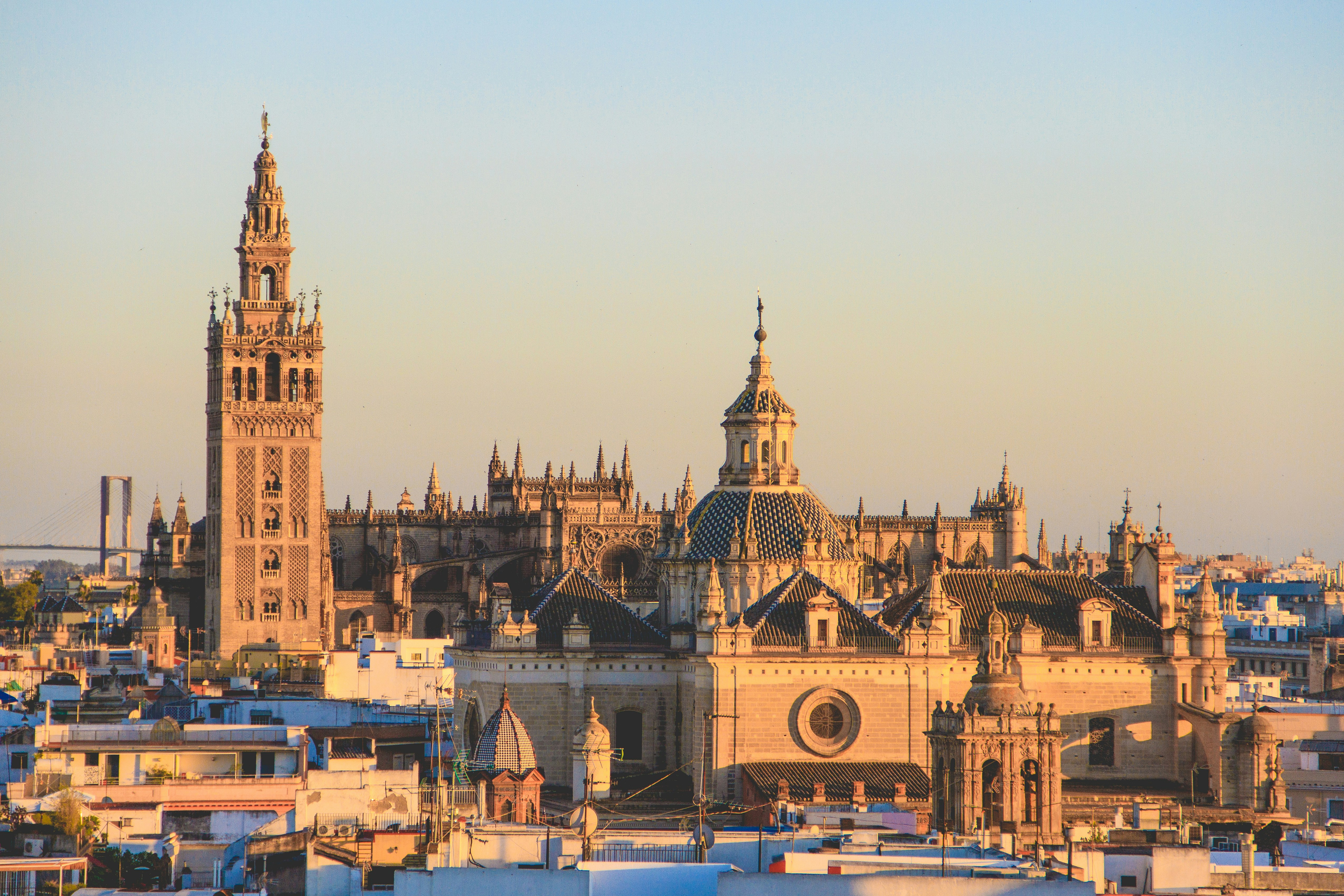 Seville skyline in warm evening light